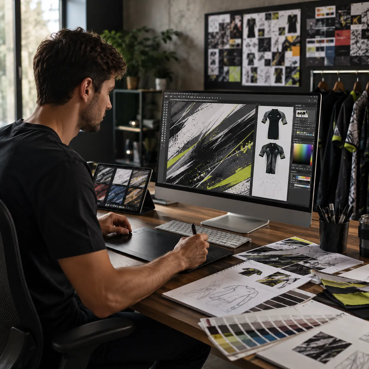 Création graphique d’une collection de vêtements de sport sur un ordinateur