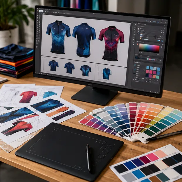 Conception de modèles de tenues sportives personnalisées avec palette de couleurs et de motifs