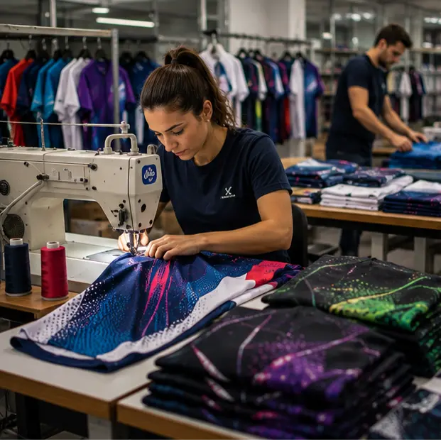 Production textile : confection de maillots sportifs personnalisés dans un atelier