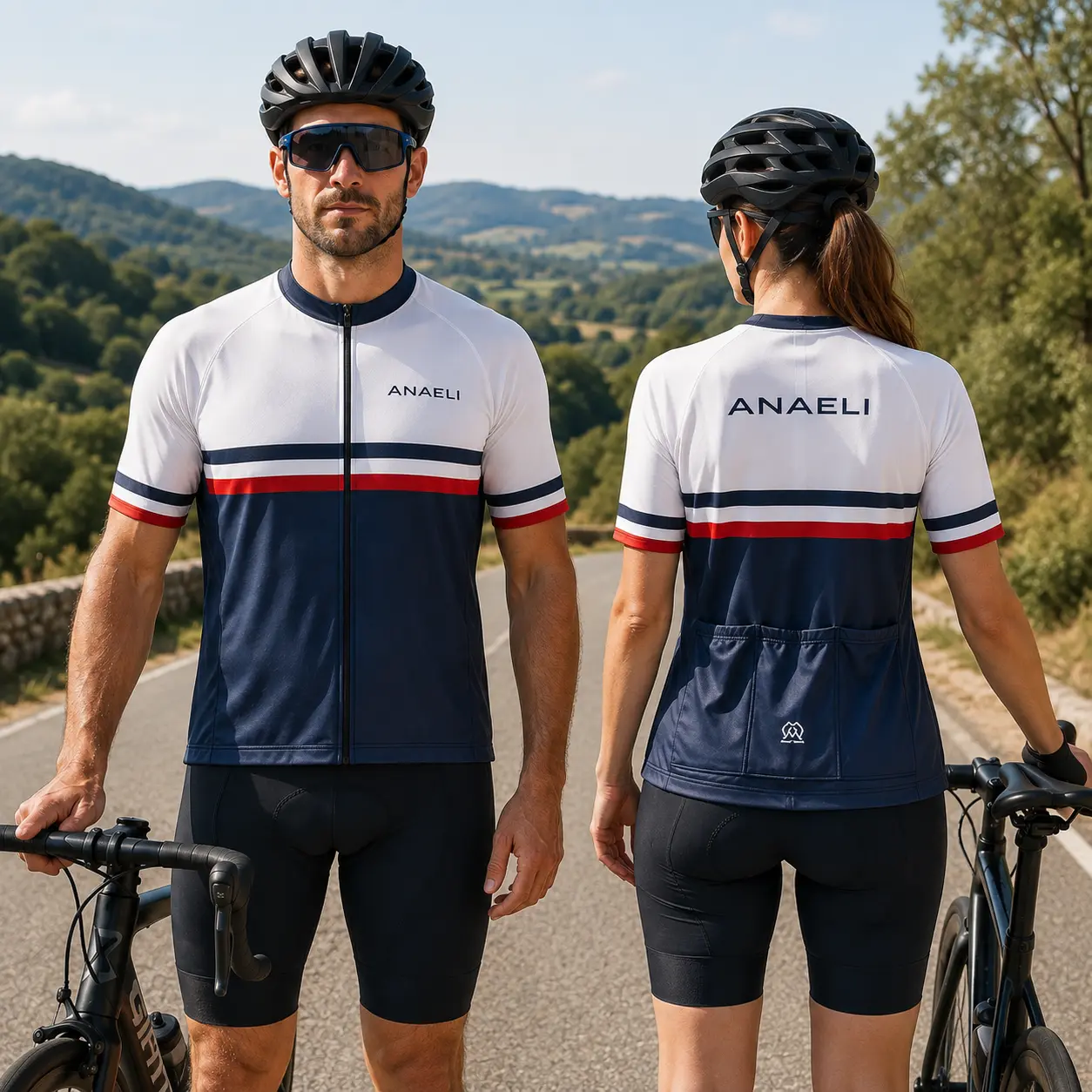 Cyclistes portant des maillots de cyclisme Classic personnalisés