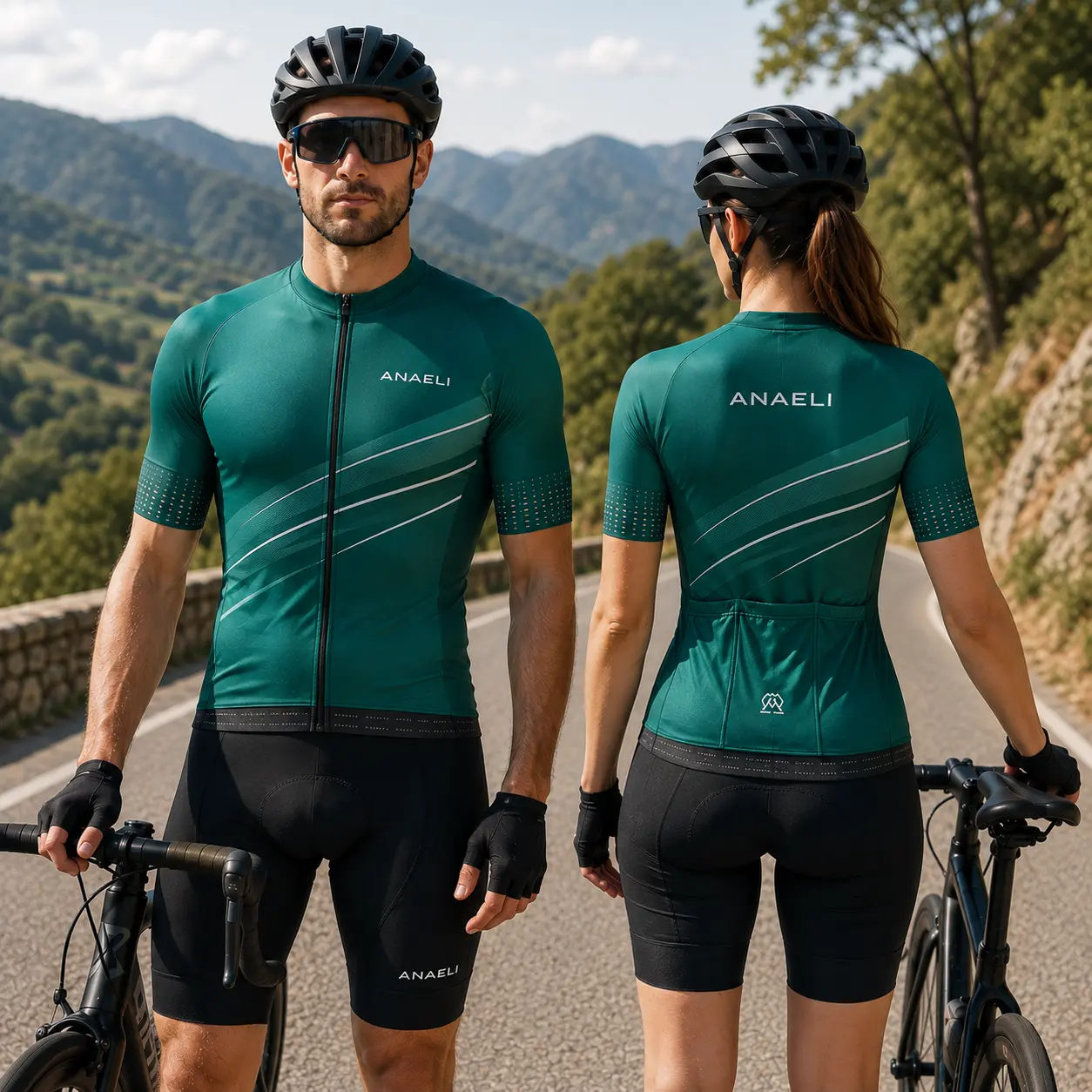 Cyclistes portant des maillots de cyclisme Slim Fit personnalisés