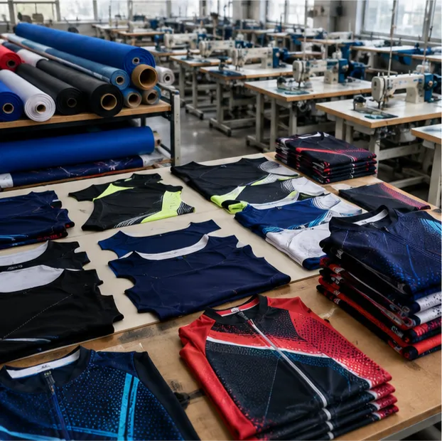 Préparation et conditionnement de tenues sportives personnalisées avant expédition