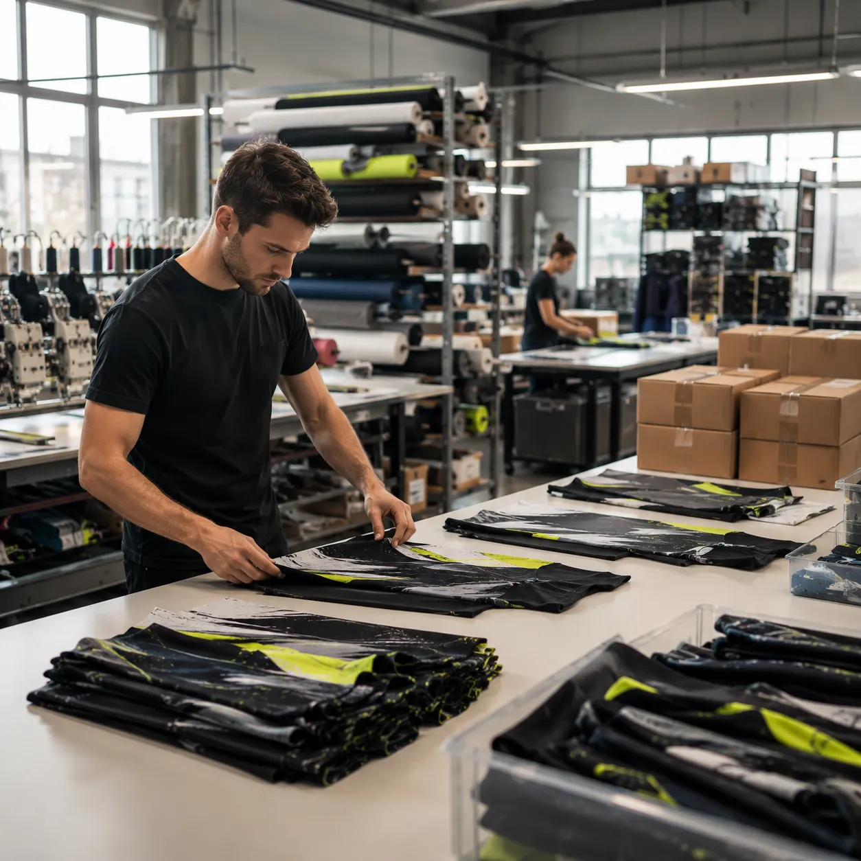 Production de vêtements de sport personnalisés dans un atelier textile